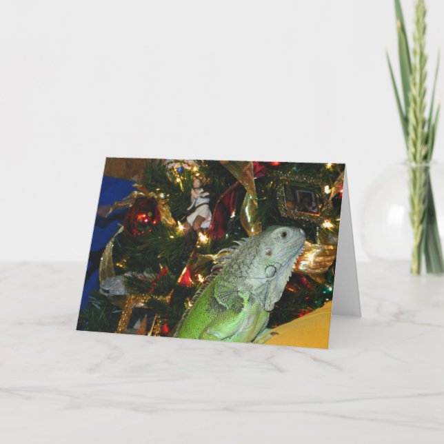 Iguana Wish You A Merry Christmas Holiday Card (Front)