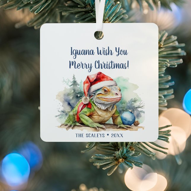 Iguana Wish You a Merry Christmas Metal Tree Decoration (iguana wish you merry christmas ornament
)