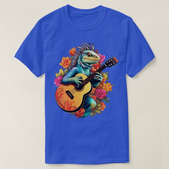 Iguana With Acoustic Guitar T-Shirt (Design Front)