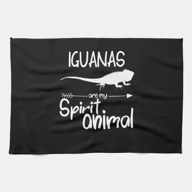 Iguanas Are My Spirit Animal Gift  Men Women Lizar Tea Towel (Horizontal)