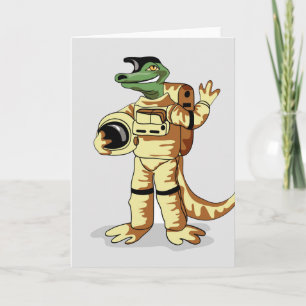 Iguanodon Dressed In A Cosmonaut Spacesuit. Card