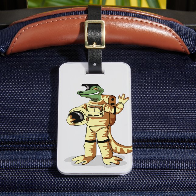 Iguanodon Dressed In A Cosmonaut Spacesuit. Luggage Tag (Front Insitu 2)