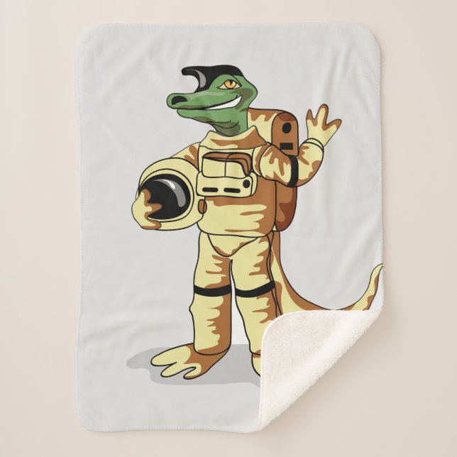 Iguanodon Dressed In A Cosmonaut Spacesuit. Sherpa Blanket (Front)