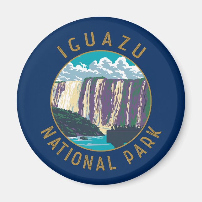 Iguazu National Park Argentina Distressed Circle Magnet (Front)