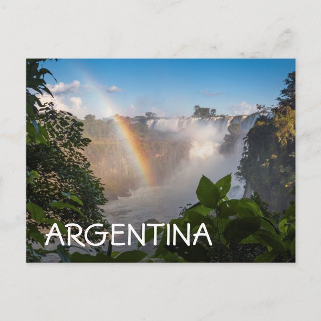 Iguazú Waterfalls With Rainbow, Argentina Postcard (Front)