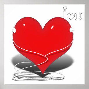 iHeart Red Heart w/Text "I ♥ U" Poster