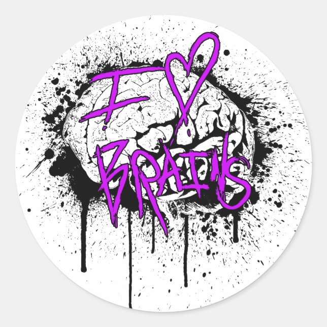 iHEARTbrains Classic Round Sticker (Front)