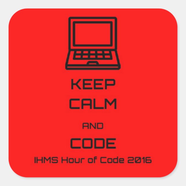 IHMS Hour Of Code 2016 Square Sticker (Front)