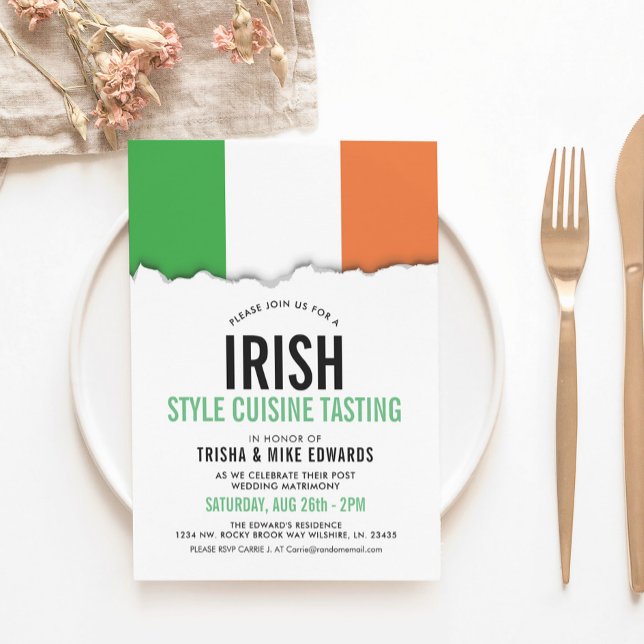 Iirish Themed Cuisine | Party Flag White Invite (Creator Uploaded)