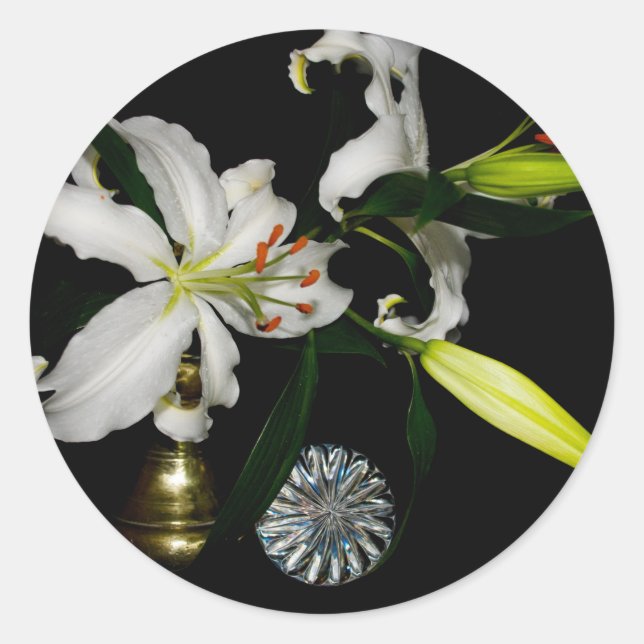 Iirsh Design -Brass and Flower Collection Classic Round Sticker (Front)