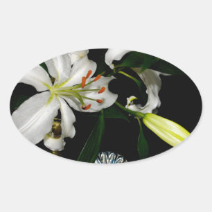 Iirsh Design -Brass and Flower Collection Oval Sticker