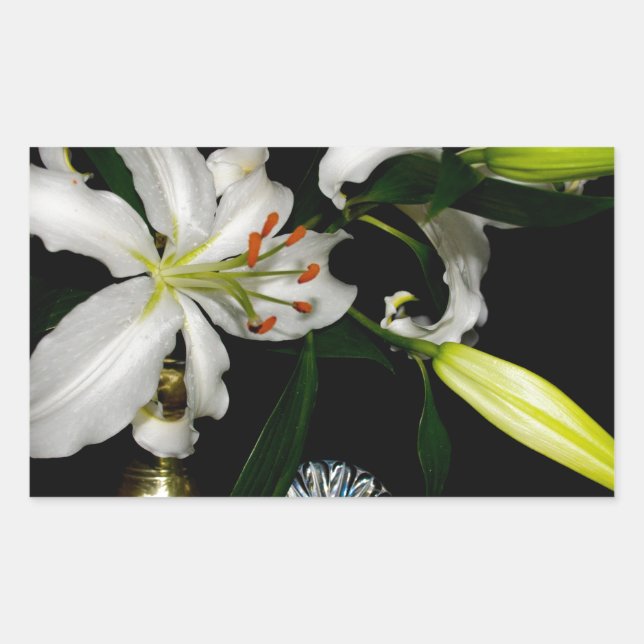 Iirsh Design -Brass and Flower Collection Rectangular Sticker (Front)