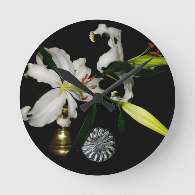 Iirsh Design -Brass and Flower Collection Round Clock (Front)
