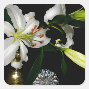 Iirsh Design -Brass and Flower Collection Square Sticker