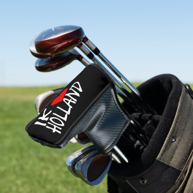 Ik Heart Holland wt on bk pccnt Golf Head Cover (In Situ)