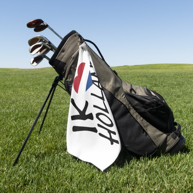 Ik Heartflag Holland bk on wt gtcnt Golf Towel (Green)