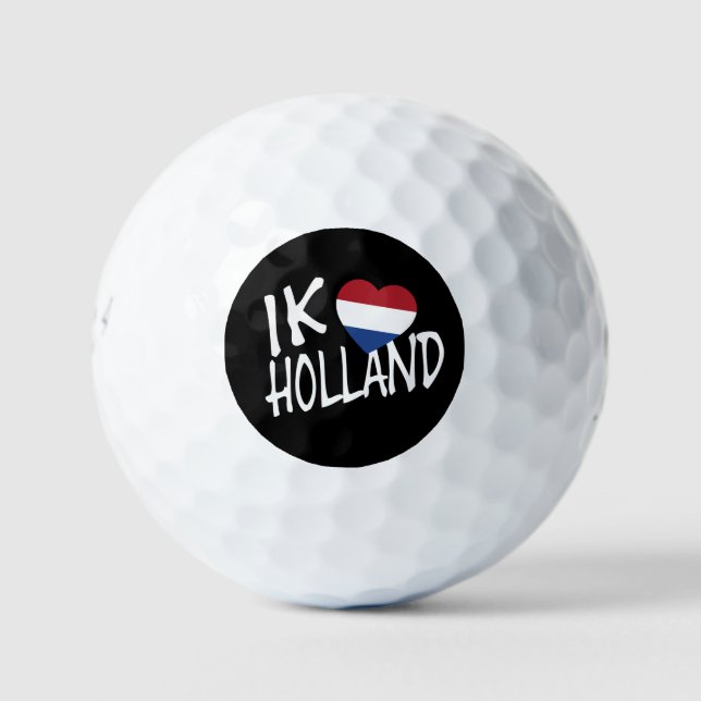 Ik Heartflag Holland wt on bk be6 gbcnt Golf Balls (Front)