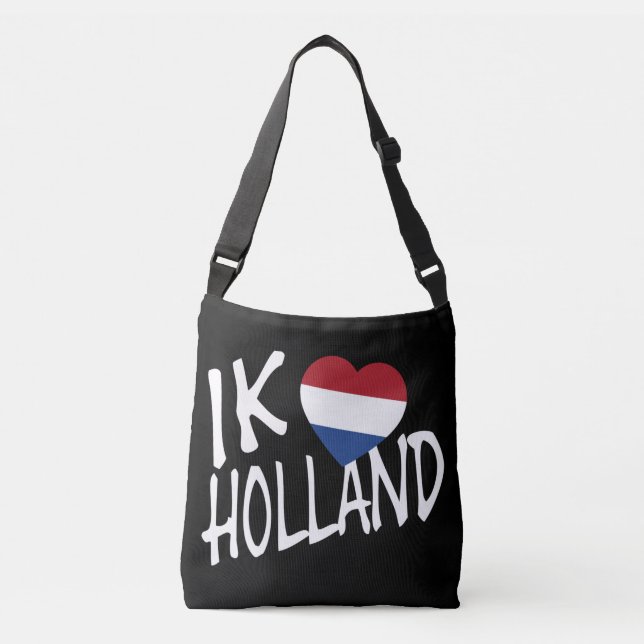 Ik Heartflag Holland wt on bk cbbcnt Crossbody Bag (Front)