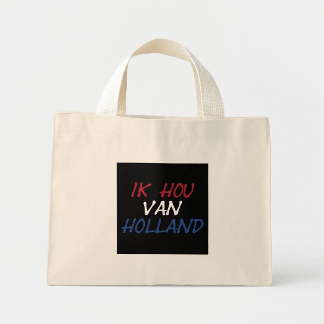 Ik Hou Van Holland overlay on black ttcnt Mini Tote Bag (Front)