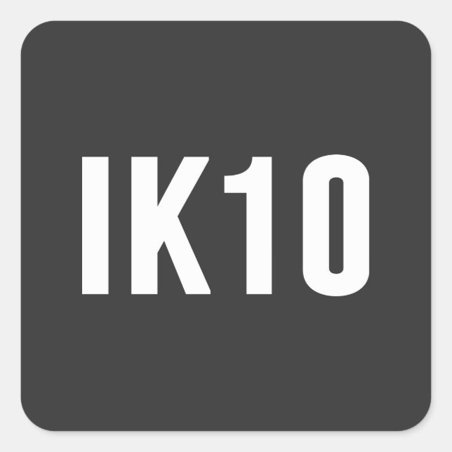 IK, Impact Protection, IK Rating, IK10 Square Sticker (Front)