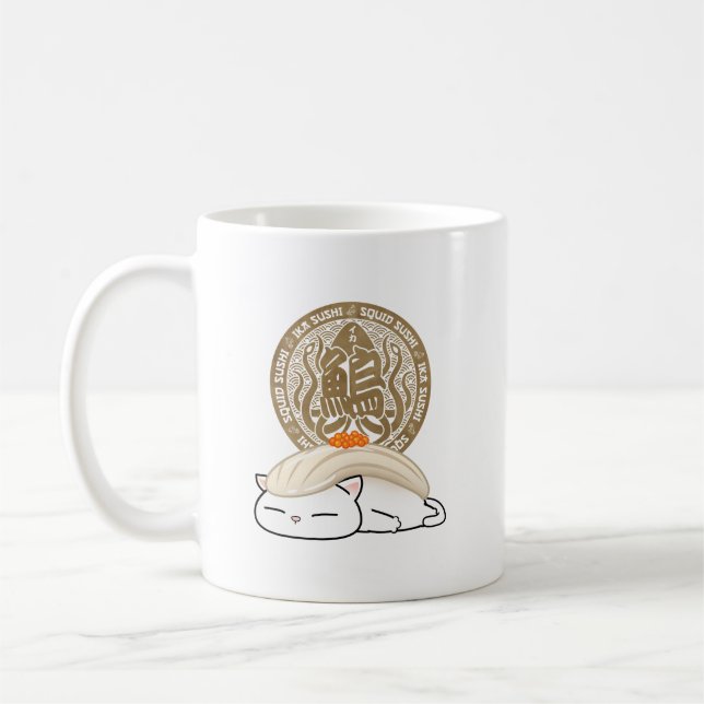 Ika Squid Sushi Cat Coffee Mug (Left)