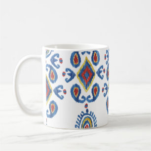 Ikat Abstract: Watercolor Oriental Motifs. Coffee Mug