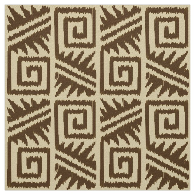 Ikat Aztec - Brown and Beige Fabric (Swatch)
