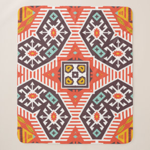 Ikat Aztec: Ethnic Striped Texture Sherpa Blanket