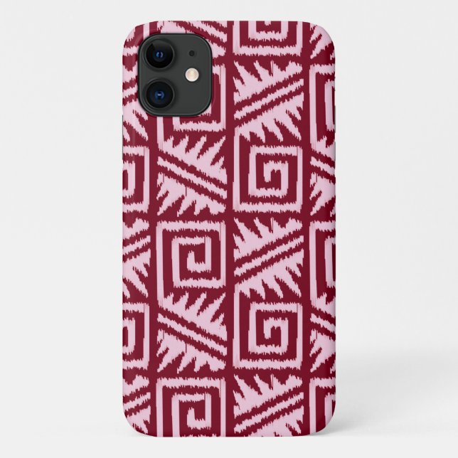 Ikat Aztec Pattern - Burgundy and Pink Case-Mate iPhone Case (Back)