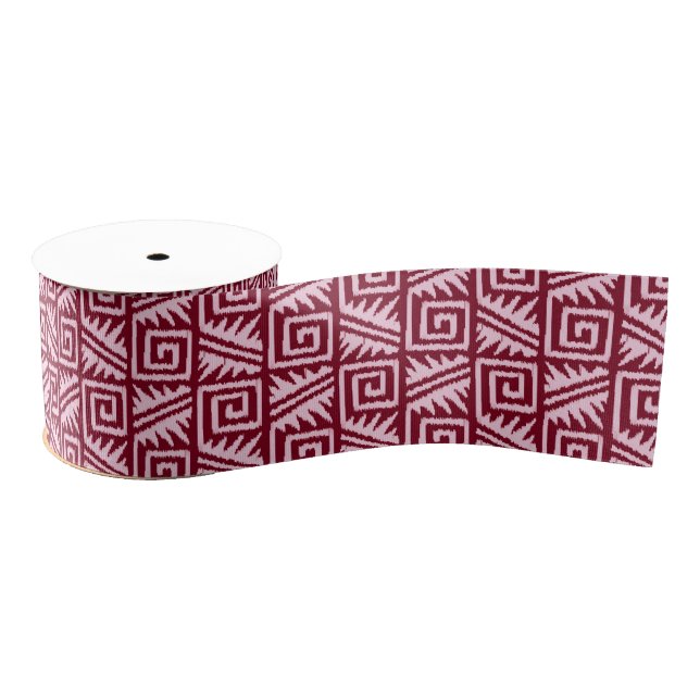 Ikat Aztec Pattern - Burgundy and Pink Grosgrain Ribbon (Spool)