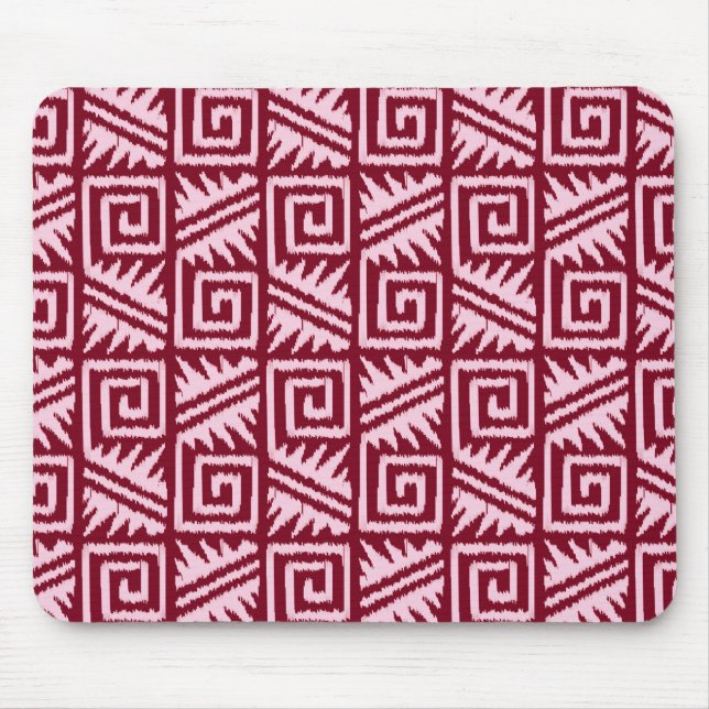 Ikat Aztec Pattern - Burgundy and Pink Mouse Pad (Front)