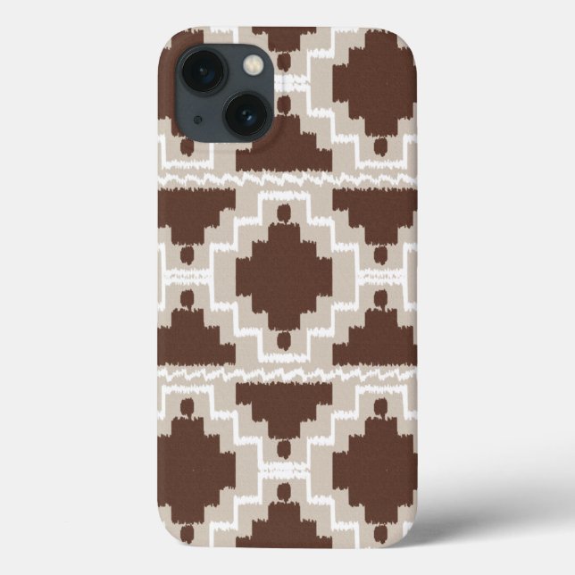 Ikat Aztec Pattern - Chocolate Brown and Taupe Case-Mate iPhone Case (Back)