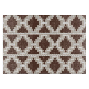 Ikat Aztec Pattern - Chocolate Brown and Taupe Cutting Board