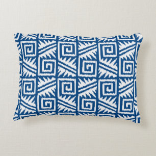 Ikat Aztec Pattern - Cobalt Blue and White Decorative Cushion