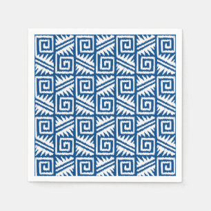 Ikat Aztec Pattern - Cobalt Blue and White Napkin