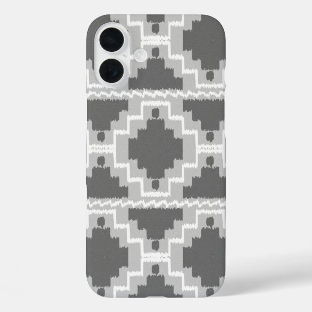 Ikat Aztec Pattern - Dark and light Grey / Grey Case-Mate iPhone Case (Back)