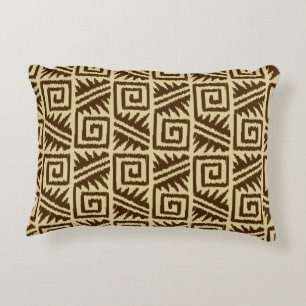 Ikat Aztec Pattern - Dark Brown and Tan Decorative Cushion