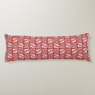 Ikat Aztec Pattern - Dark Red and White Body Cushion