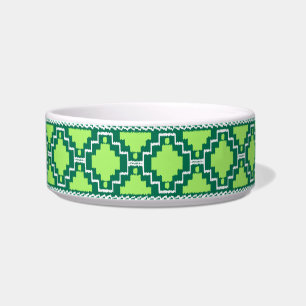 Ikat Aztec Pattern - Forest and Lime Green Bowl