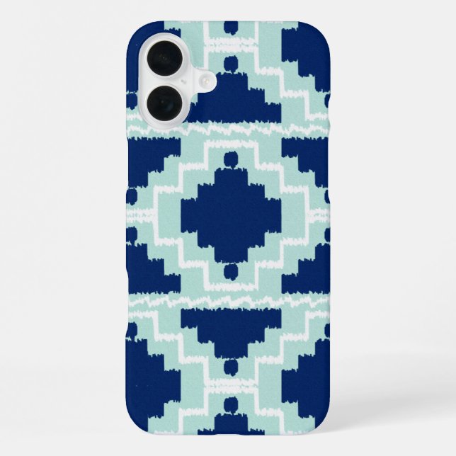 Ikat Aztec Pattern - Indigo and light blue iPhone Case (Back)