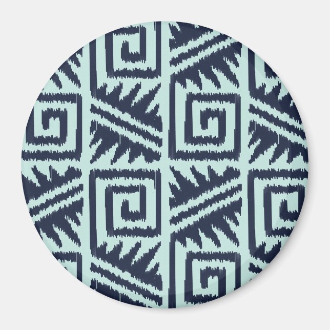 Ikat Aztec Pattern - Indigo and Light Blue Magnet (Front)