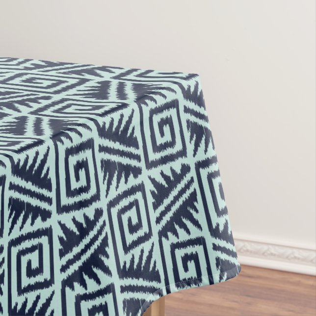 Ikat Aztec Pattern - Indigo and Light Blue Tablecloth (In Situ)