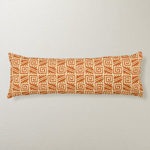 Ikat Aztec Pattern - Mandarin and Light Orange Body Cushion