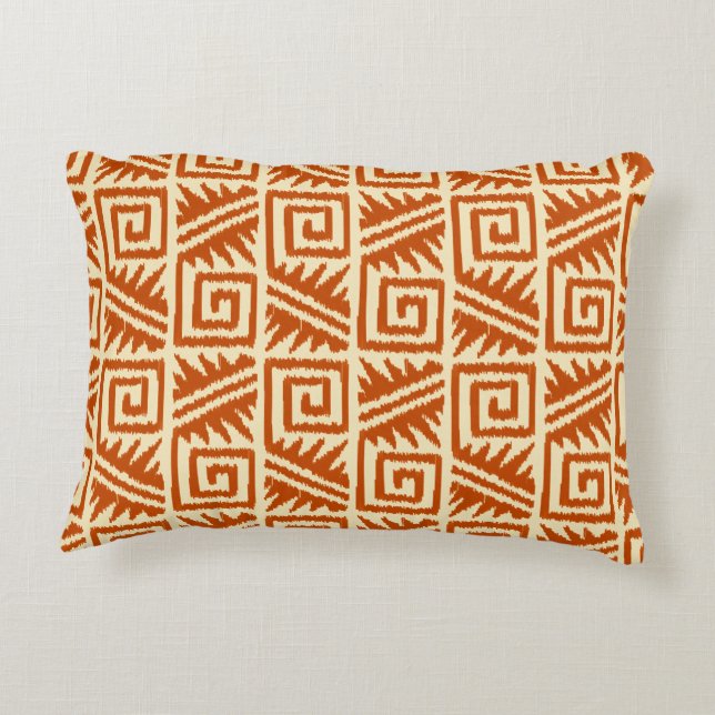 Ikat Aztec Pattern - Mandarin and Light Orange Decorative Cushion (Back)