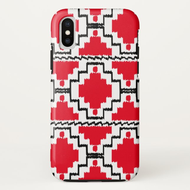 Ikat Aztec Pattern - Red, Black and White Case-Mate iPhone Case (Back)