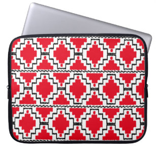 Ikat Aztec Pattern - Red, Black and White Laptop Sleeve