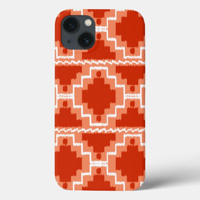 Ikat Aztec Pattern - Rust, Orange and white Case-Mate iPhone Case (Back)