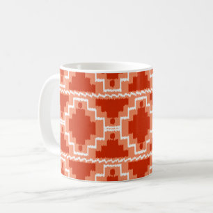 Ikat Aztec Pattern - Rust, Orange and white Coffee Mug