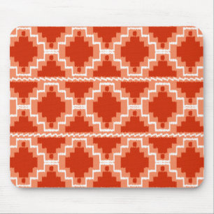 Ikat Aztec Pattern - Rust, Orange and white Mouse Pad