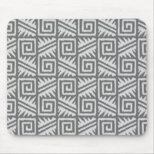 Ikat Aztec Pattern - Shades of Grey / Gray Mouse Pad